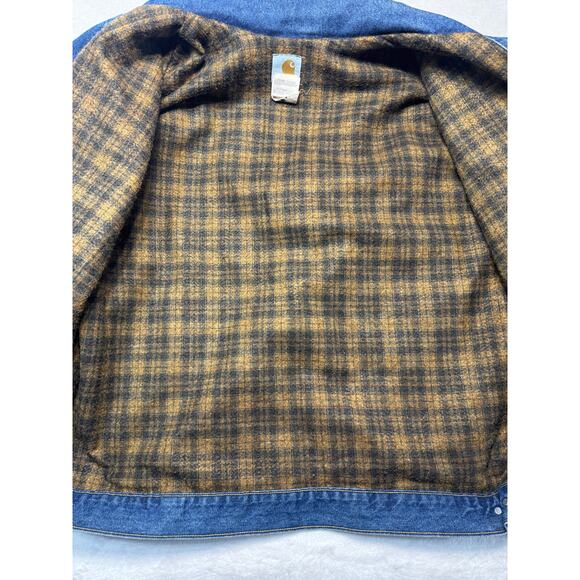 VTG Carhartt Union Made Detroit USA Gold&Brown Blanket Lined Jean Jacket Sz XXL - Picture 6 of 12